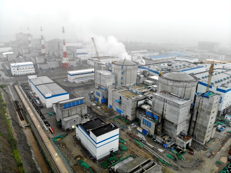 A panoramic view of the Phase I, II, and III blocks of the Tianwan Nuclear Power Plant in China.